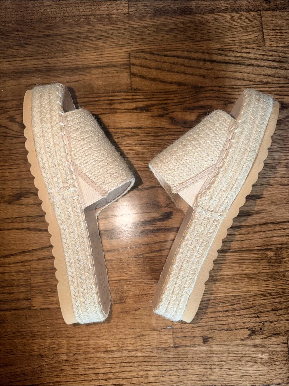 BEACH Beige Woven Espadrille Slide - Neutral Summer Slip-Ons